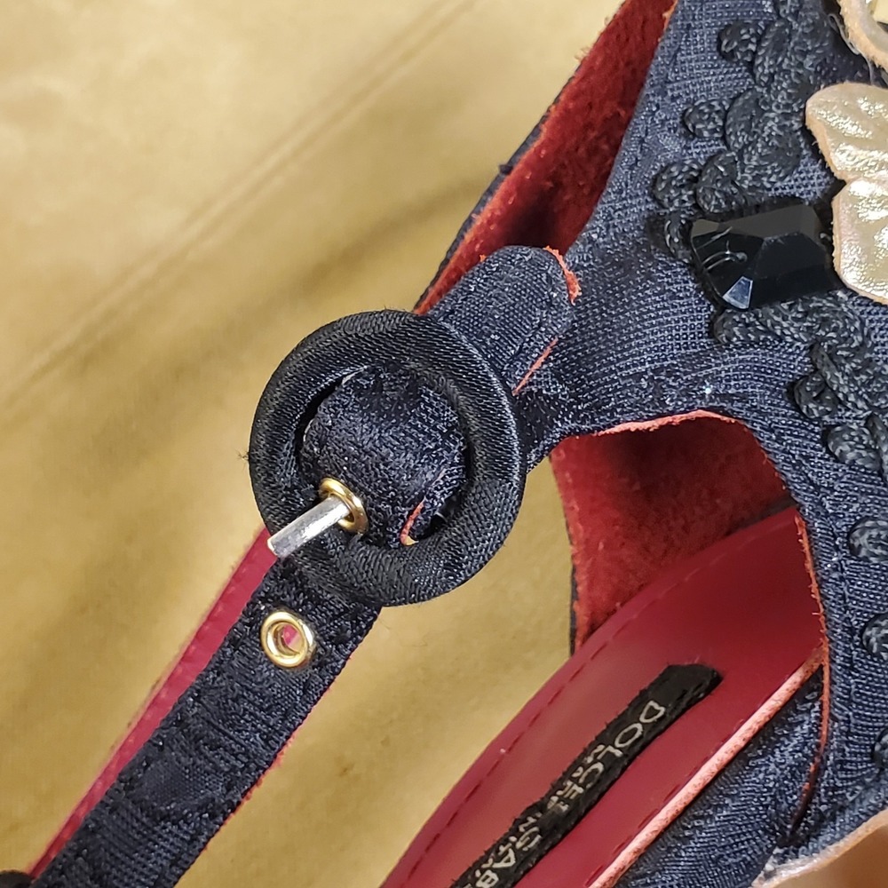 Dolce Gabbana Mary Jane Cloth Embellished Heel Shoes Sz 41 -Resoled Heel Caps - Picture 16 of 16